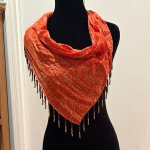 Nine West Orange Beaded Scarf